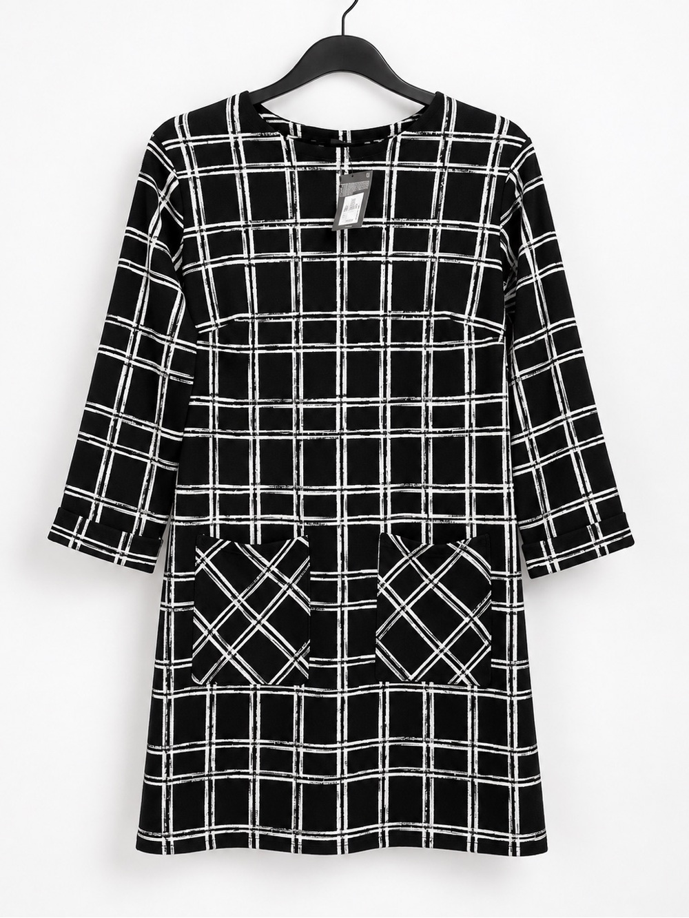 NWT Primark Black White Windowpane Shift Dress Size 6